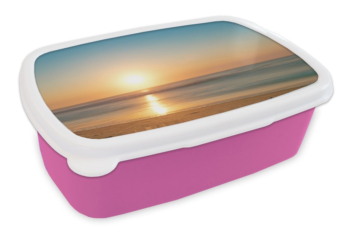 Zum günstigen Preis erhalten! MuchoWow Lunchbox Erwachsene, Brotdose Kinder, Farben Mädchen, rosa - Brotbox Sonne, Kunststoff Kunststoff, (2-tlg), - für Meer Snackbox