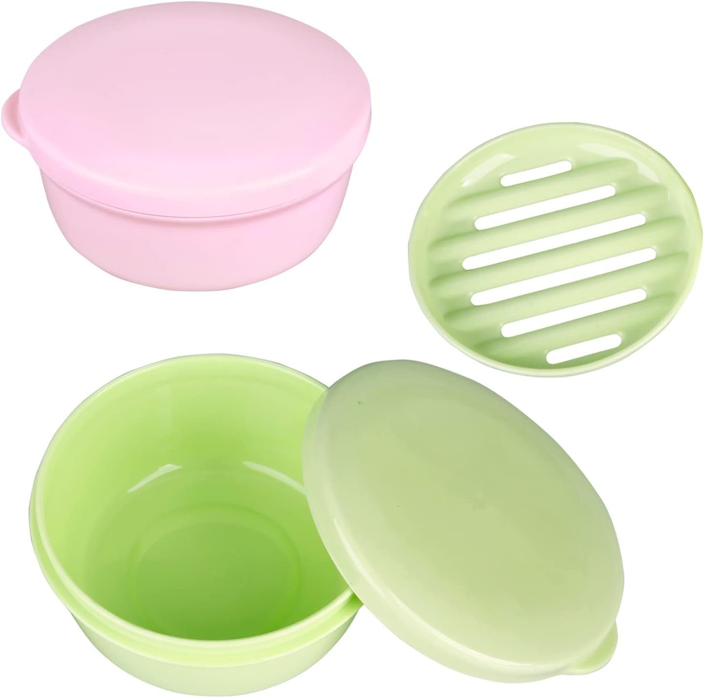 TUABUR Seifenablage Tragbare Reise-Seifenschale für Küche und Badezimmer (2er-Pack) Grün