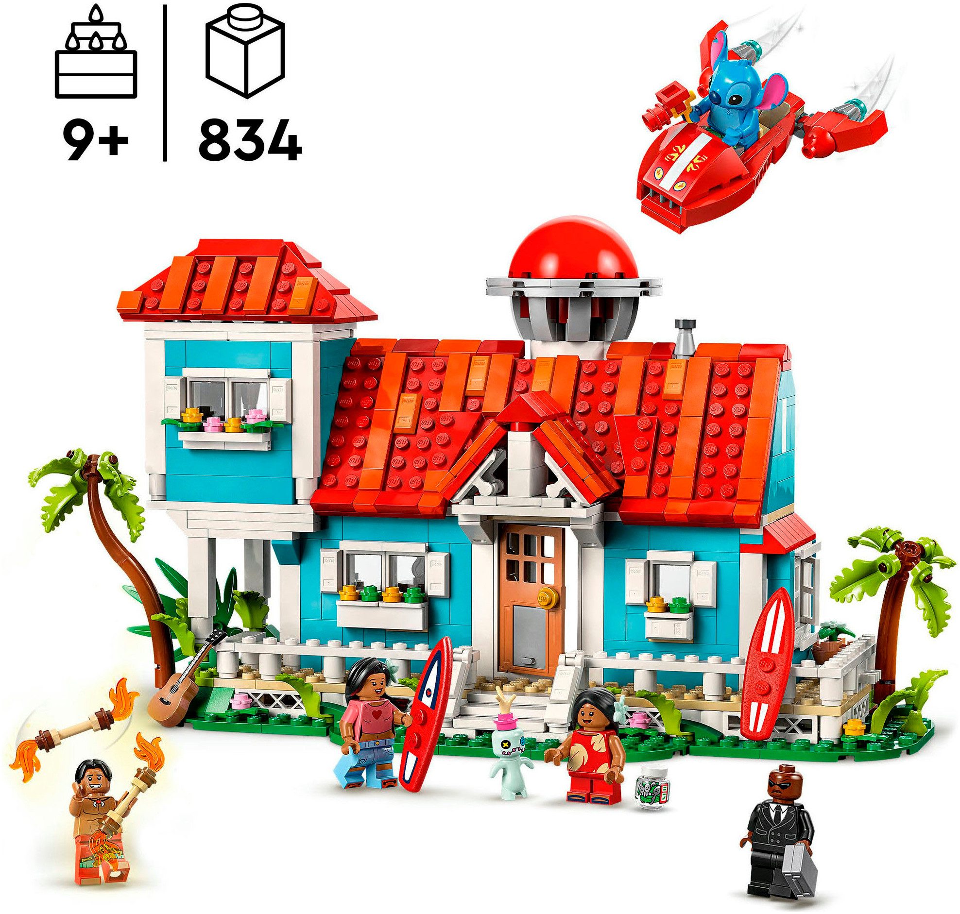 LEGO® Das Strandhaus aus „Lilo und Stitch“ (43268), LEGO® Disney Classic Konstruktionsspielsteine, (834 St), Made in Europe
