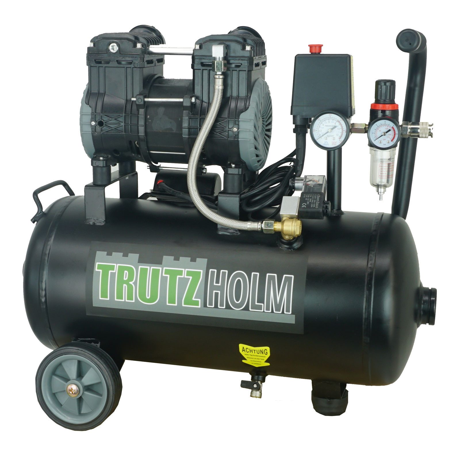 TRUTZHOLM Kompressor Flüsterkompressor Premium Brushless Silent 24L leise 900 W 62dB, 8 bar, max. 8 bar, 24 l, Komplett-Set