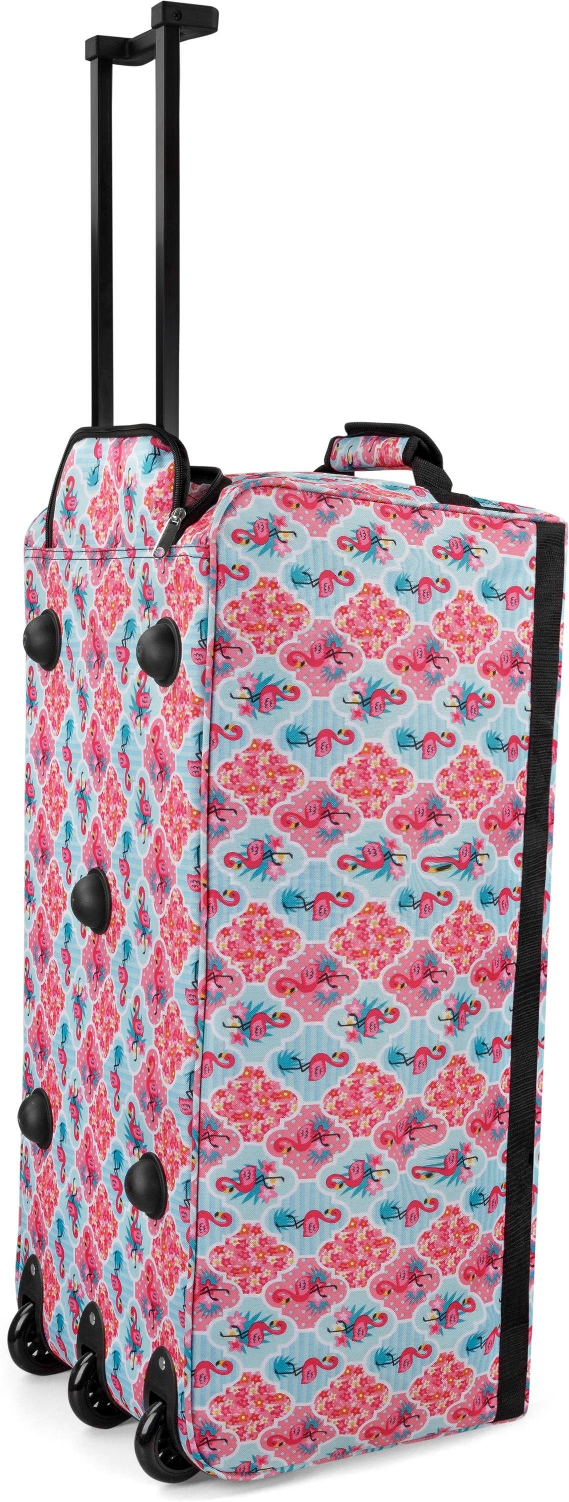 3 Rollen normani Flamingo Rollen Reisetasche Trolley Reisetasche leichtläufigen mit 80 mit Liter,