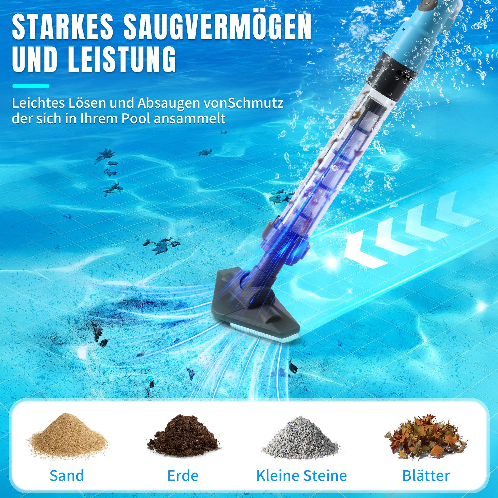 LALAHO Poolroboter Poolreiniger, Handheld Elektrischer Poolreiniger