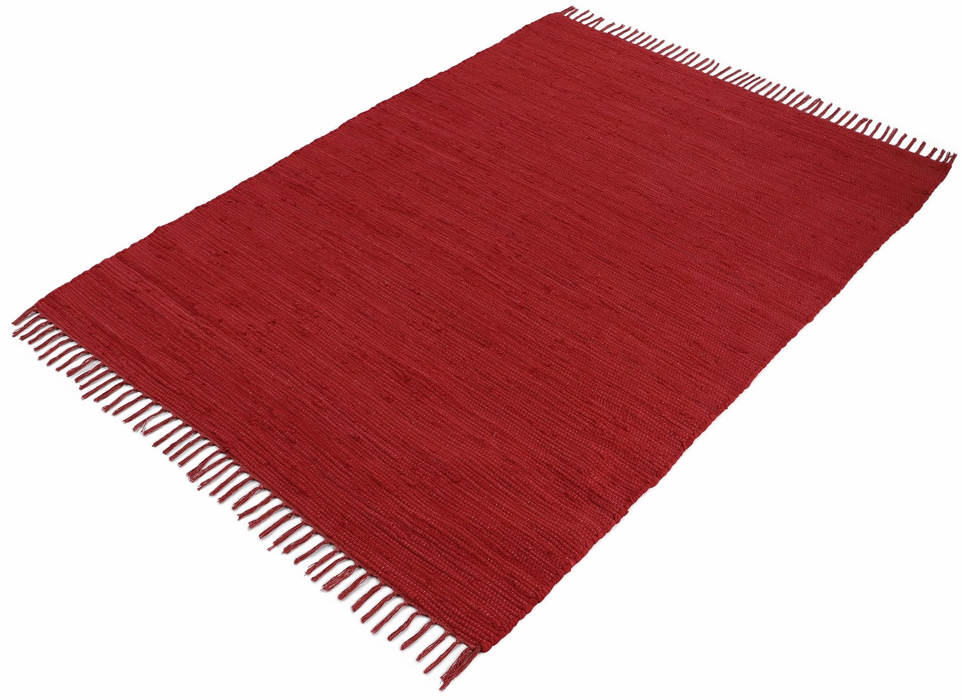 carpetfine Teppich Kelim Chindi uni, auch als Läufer, rechteckig, Höhe: 5 mm, Wendeteppich, reine Baumwolle, handgewebt, Uni-Farben, mit Fransen