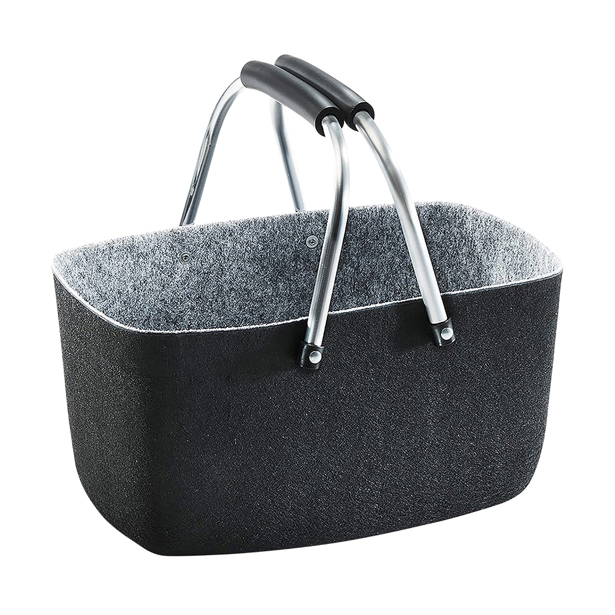 Kobolo Einkaufskorb Filzkorb schwarz/grau mit klappbaren günstig online kaufen
