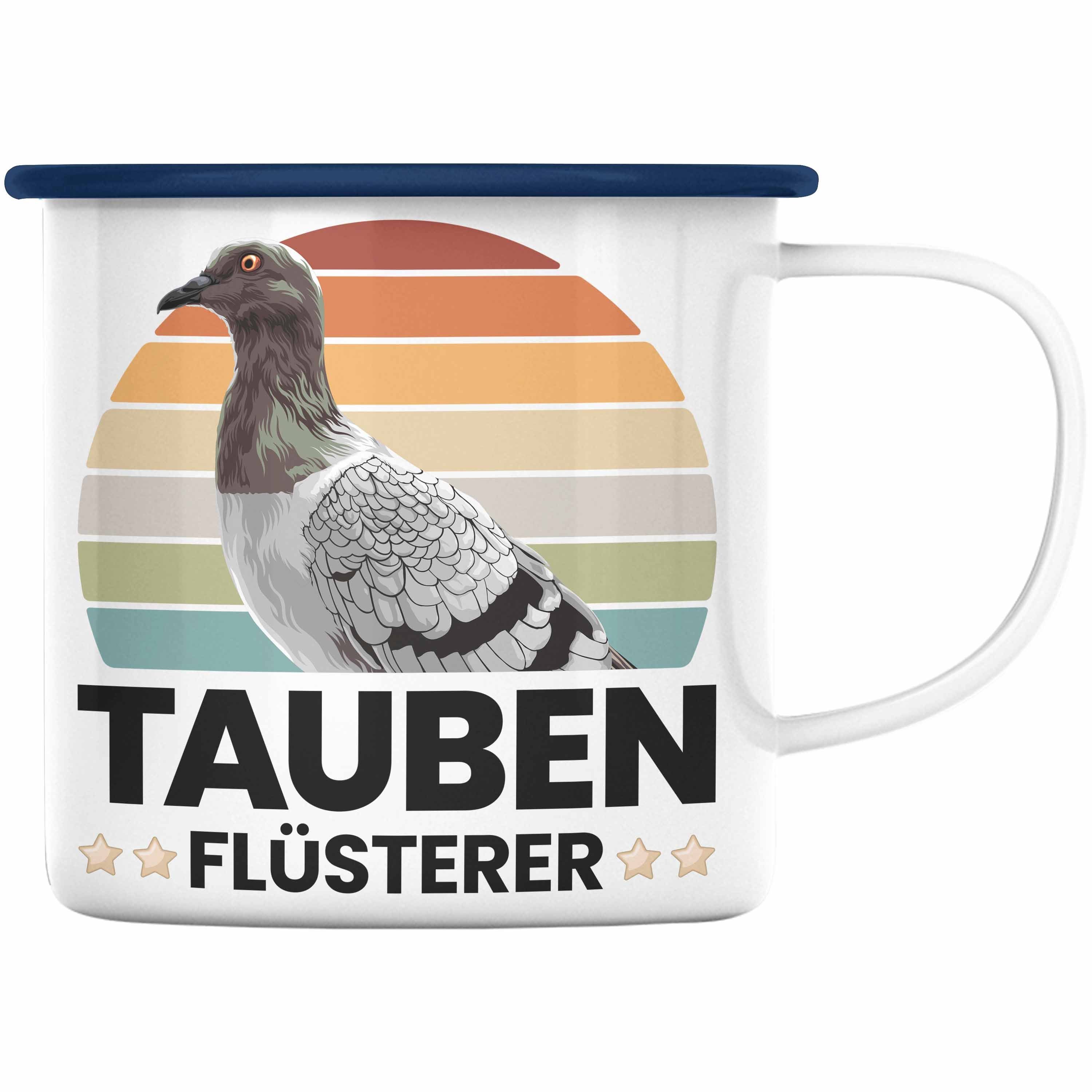 Trendation Thermotasse Trendation - Zaubenzucht Geschenk Taubenzüchter Zubehör Tauben Emaille Tasse Lustiger Spruch Taubenflüsterer Taubenliebhaber Becher Blau | Teetassen