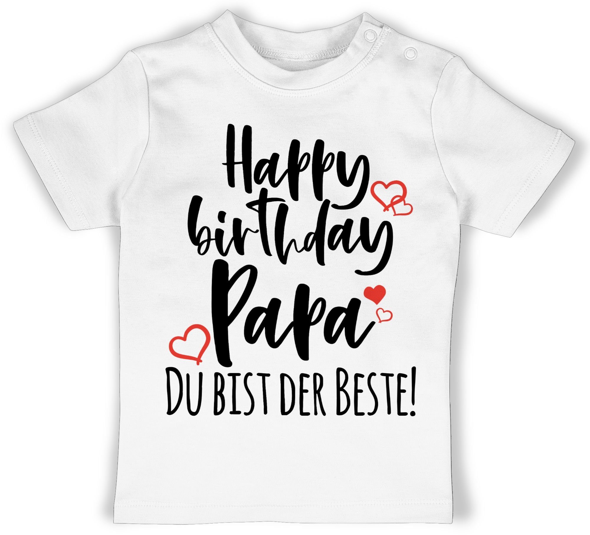 & Junge Papa Birthday Happy Weiß Baby Strampler Mädchen T-Shirt Shirtracer 1
