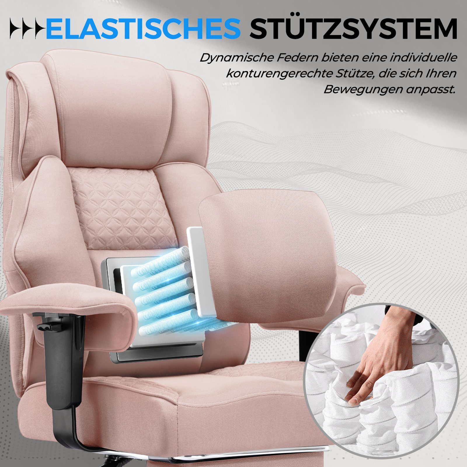 GTPLAYER Gaming-Stuhl für Große und Schwere Personen, ergonomischer Bürostuhl bis 180 kg, 3D Sitzkissen, verstellbar mit Fußstütze für Büro & Gaming