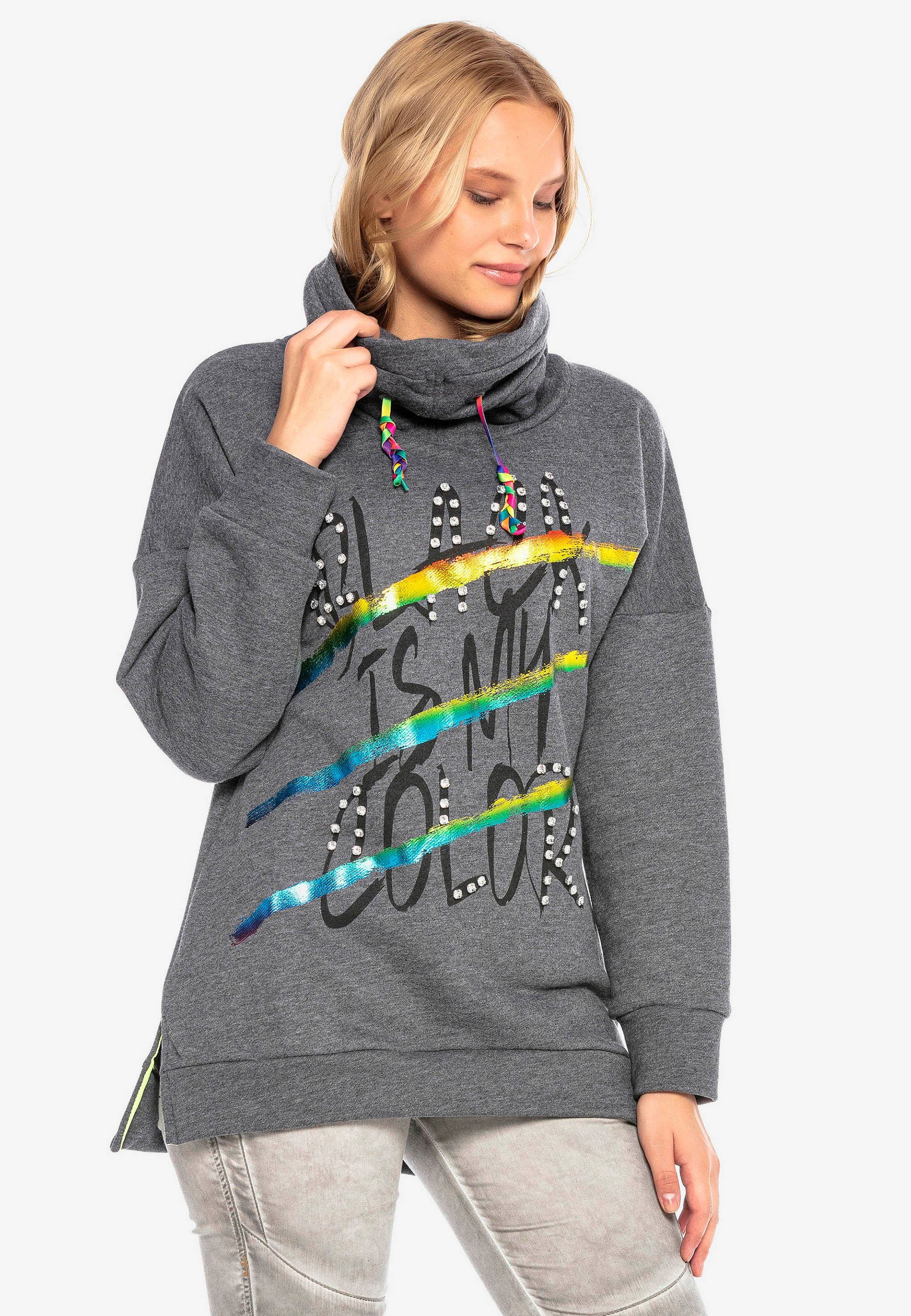 Damen Pullover Cipo & Baxx Sweatshirt mit hohem Schallkragen