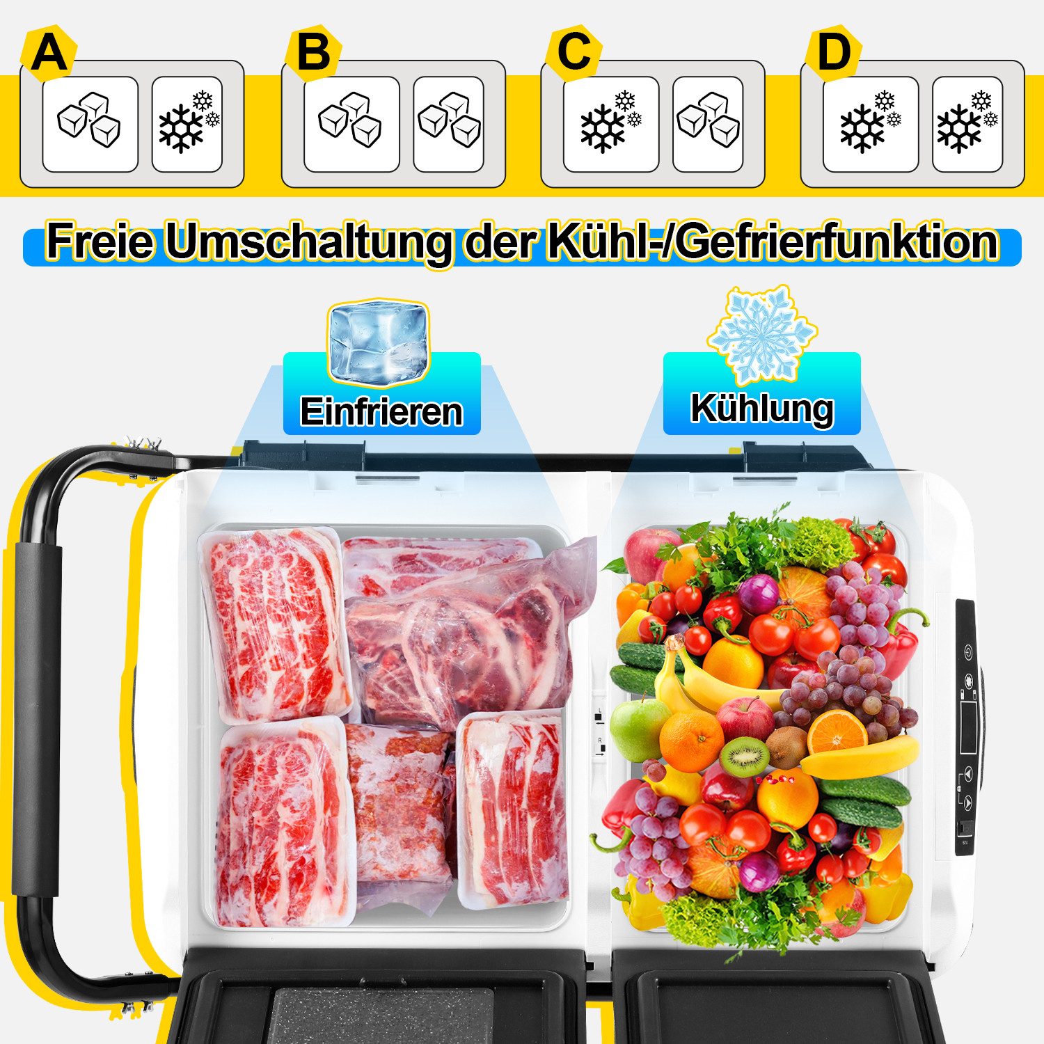 Clanmacy Kühlbox 50L Kompressor kühlbox mit Rollen elektrisch Gefrierbox APP-Steuerung