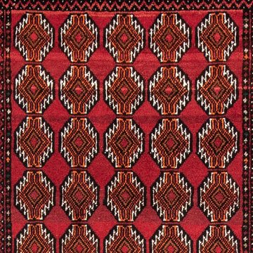 Hochflor-Läufer Belutsch Durchgemustert Rosso 186 x 104 cm, morgenland, rechteckig, Höhe: 8 mm, Handgeknüpft