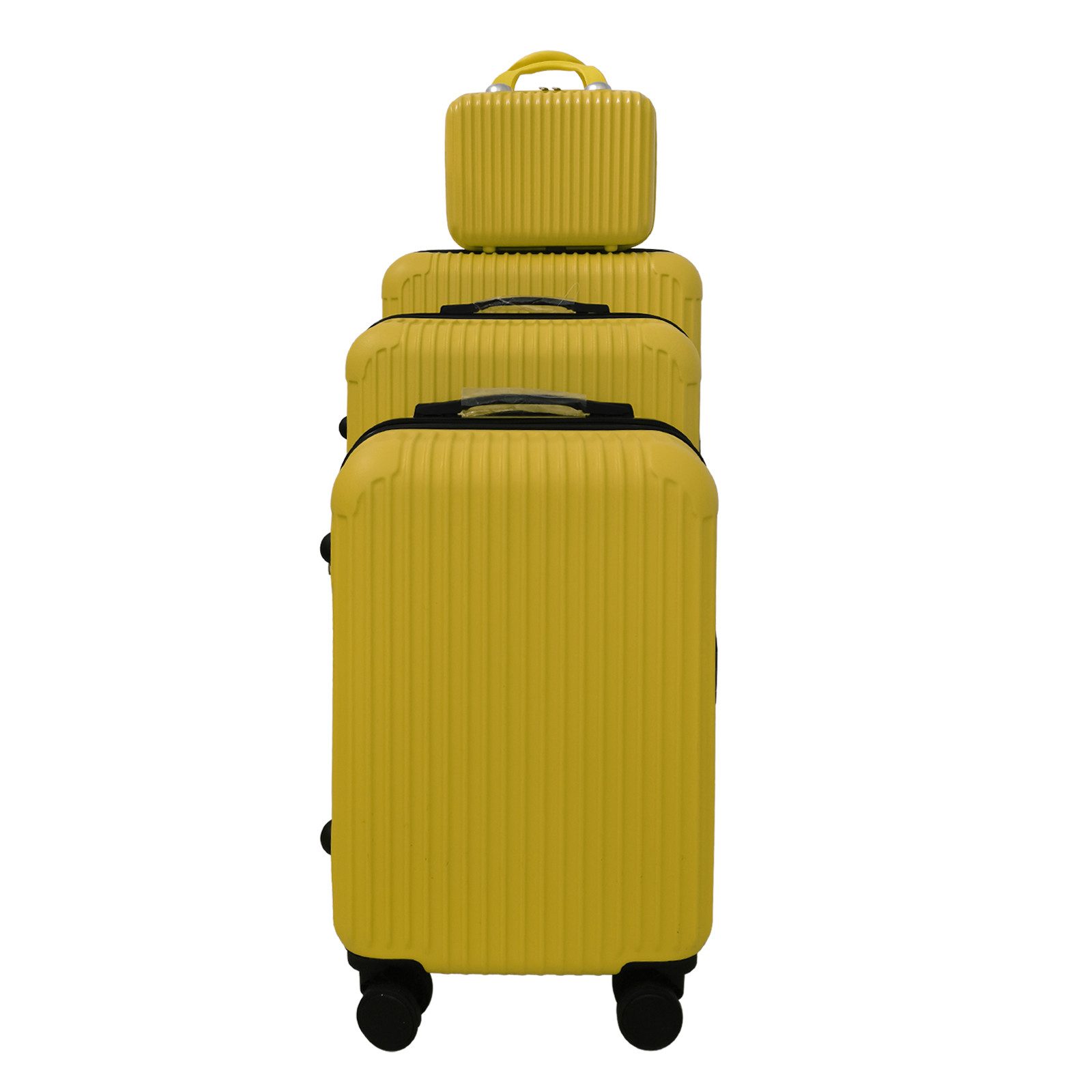 NTK-Collection Hartschalen-Trolley Hartschalenkoffer 4er-Set Frenzi Gelb, 4 Rollen, Reisegepäck Trolley