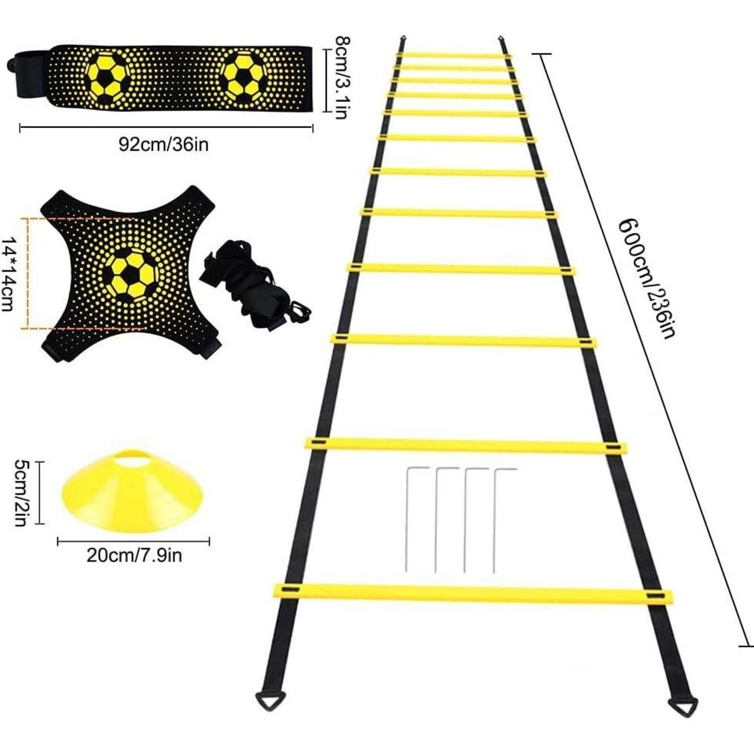 LuxusKollektion Koordinationsleiter Fussball Trainingsset: Koordinationsleiter 6m, Kick Trainer & Hütchen