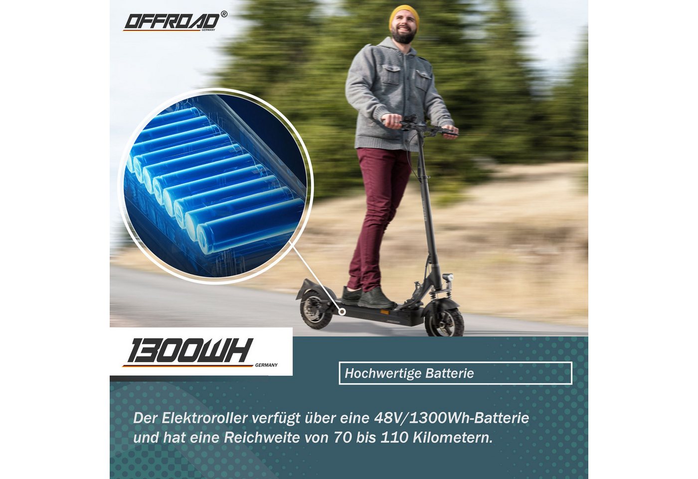 Thumbnail - ZWHEEL E-Scooter mit Straßenzulassung 10", 1300Wh, 100km, Scheibenbremsen und Federung, 500,00 W, 20,00 km/h, (Packung),...