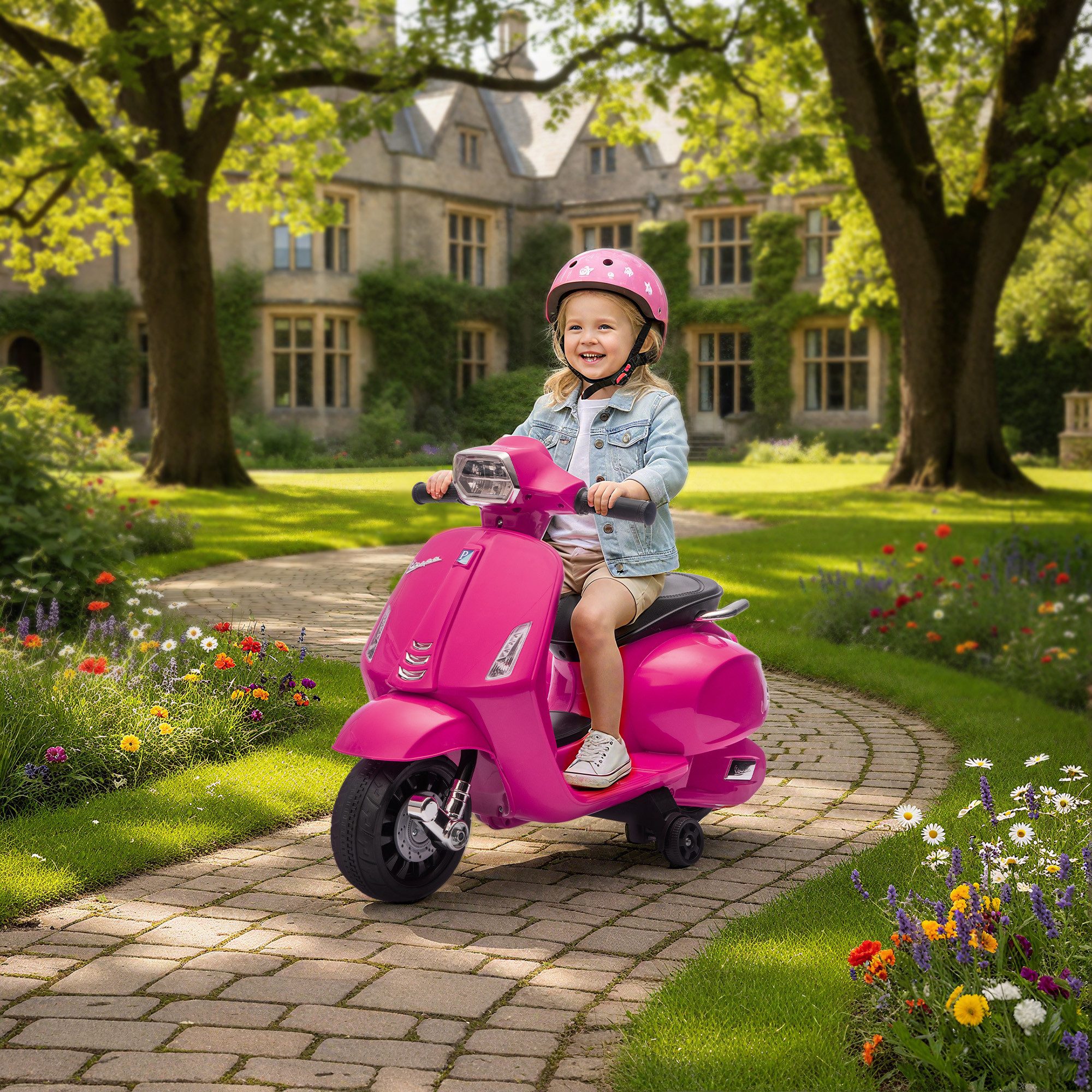 Elektro-Kindermotorrad 6V Elektromotorrad mit Stützrädern, Scheinwerfer, Hupe