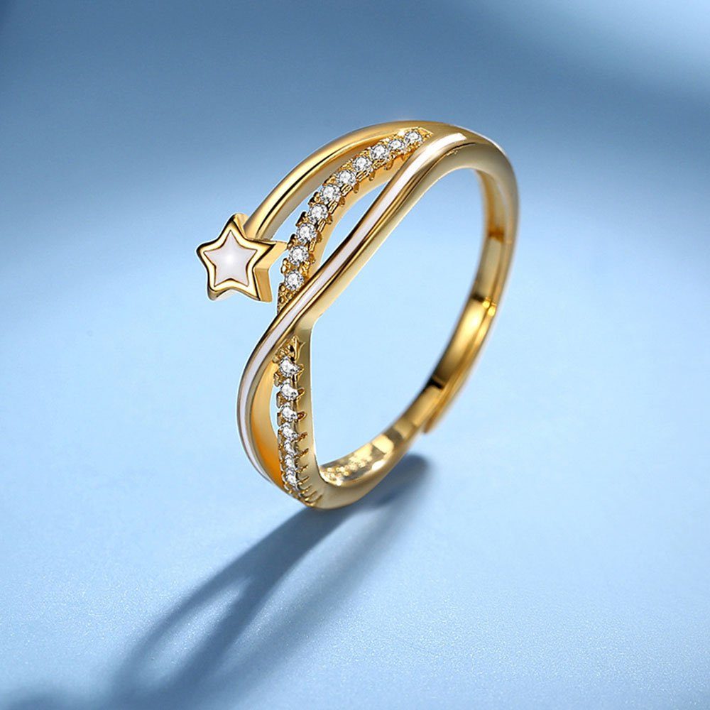 POCHUMIDUU Fingerring S925 Sterling Silber Double Layered Star Lineage Frauen Ring (1-tlg) GOLD