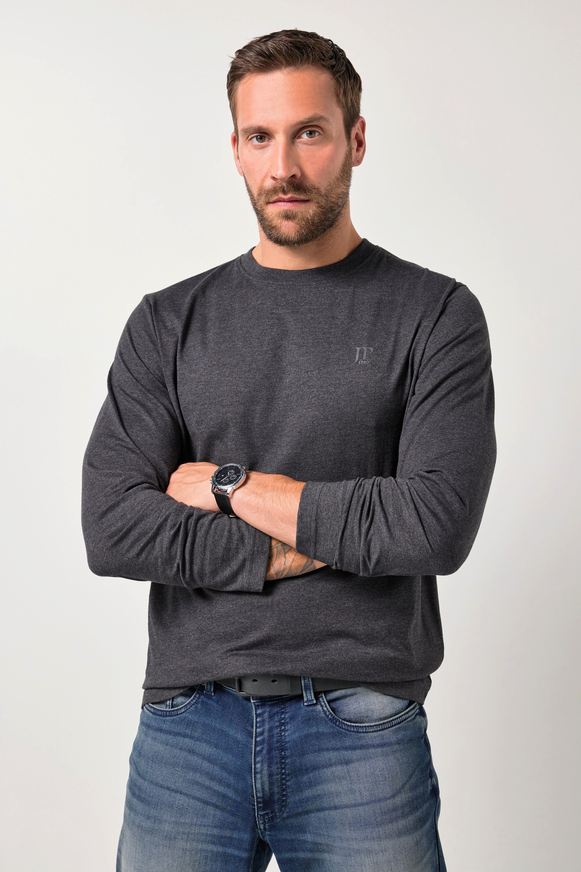 JP1880 T-Shirt bis 8XL Langarmshirt Sweatshirt mit Logo-Stickerei günstig online kaufen