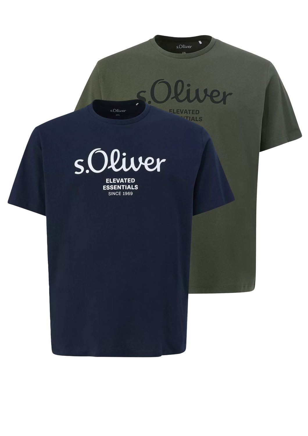 s.Oliver T-Shirt Big Size (2-tlg) Rundhals, kurzarm, Logo-Aufdruck