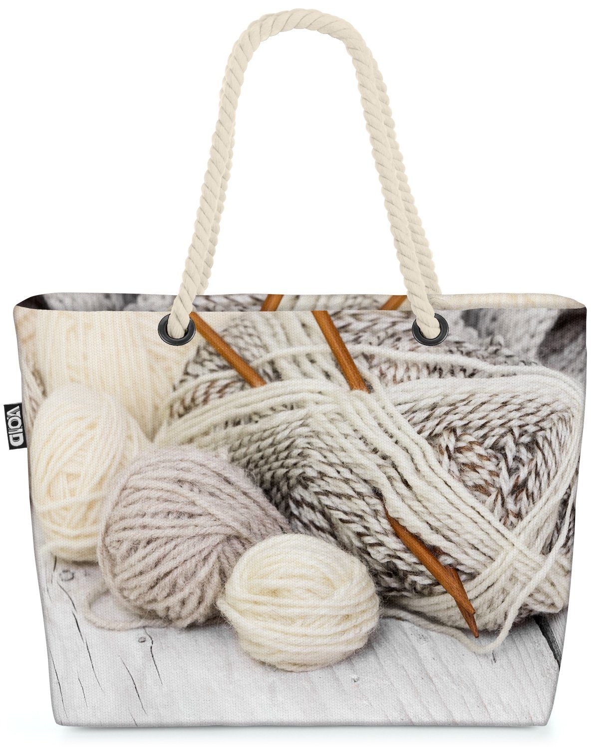 VOID Strandtasche (1-tlg), Stricknadel Stricken Wolle Hanarbeit diy strickzeug nadel wolle garne