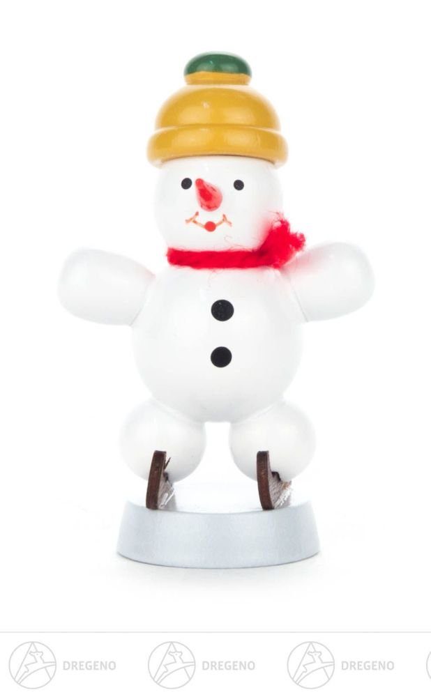 Mütze Weihnachtliche Miniatur Schneemann Schlittschuhen Schneemann mit cm ca mit und N, Schlittschuhen 6 Höhe Erzgebirge Dregeno