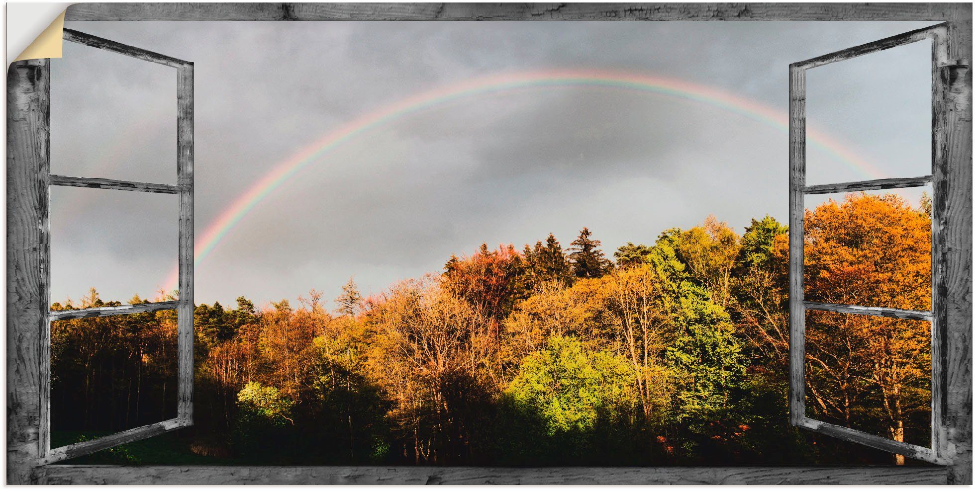 - Wandbild Regenbogen, Größen (1 Wandaufkleber St), Fensterblick in Artland versch. Fensterblick Poster Alubild, Leinwandbild, als oder