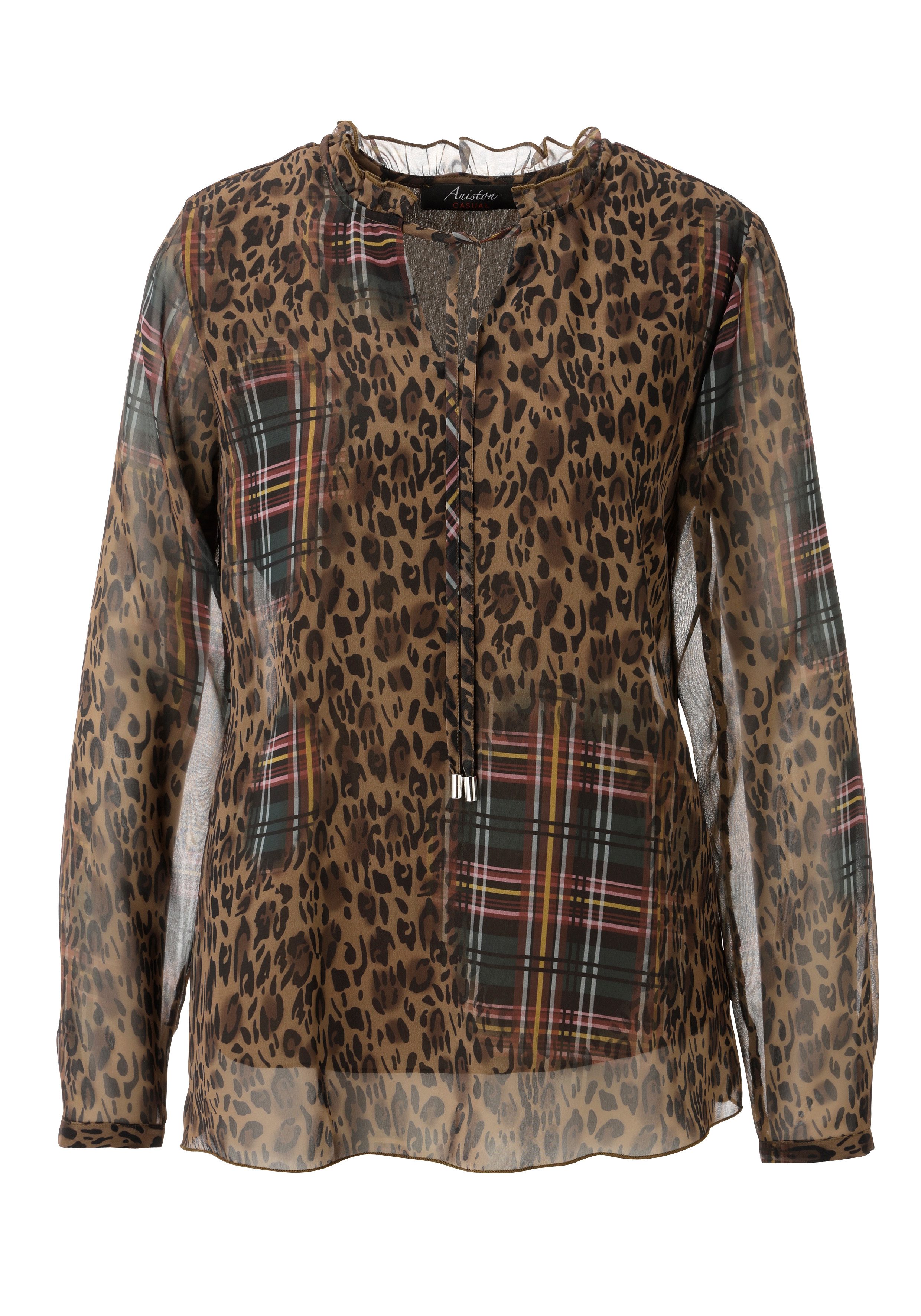 Aniston CASUAL Schlupfbluse im Leodruck mit farbenfrohen Karos - NEUE KOLLEKTION – Bild 5 von 5