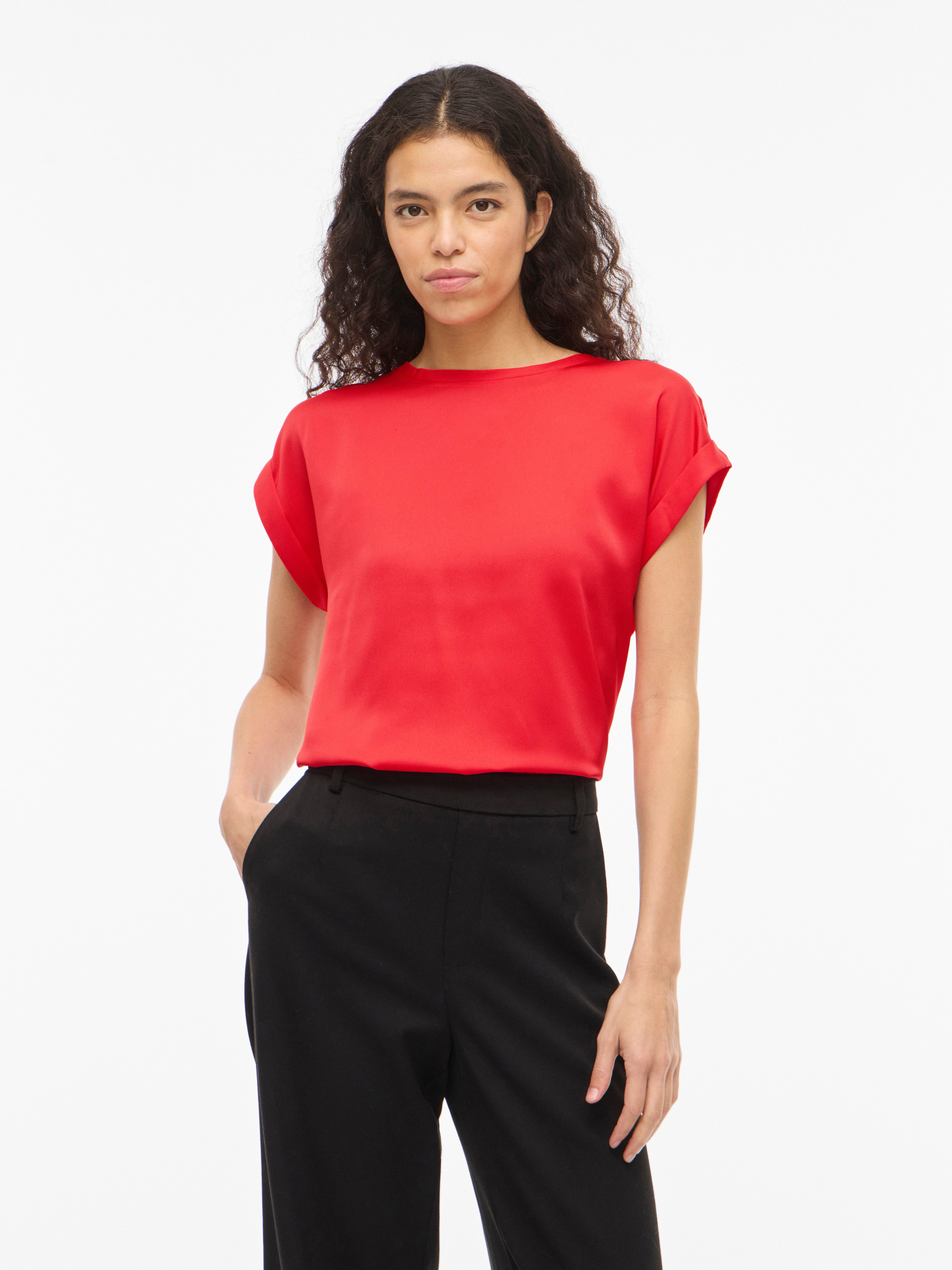 Vila Kurzarmshirt VIELLETTE S/S SATIN TOP - NOOS Satin Optik günstig online kaufen