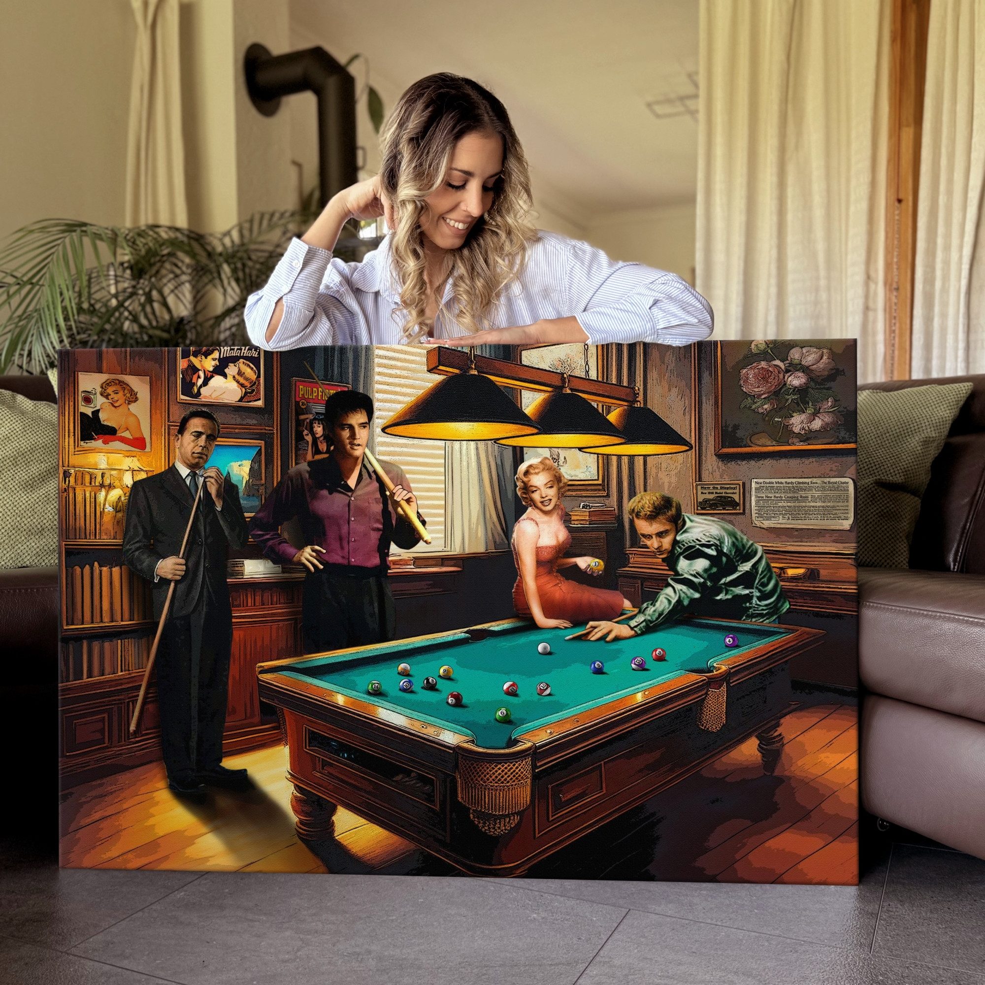 Artmazing Leinwandbild Pool Of Legends, XXL Leinwand 120x80, Poster & Kunstdrucke, Celebri, Pool Of Legends