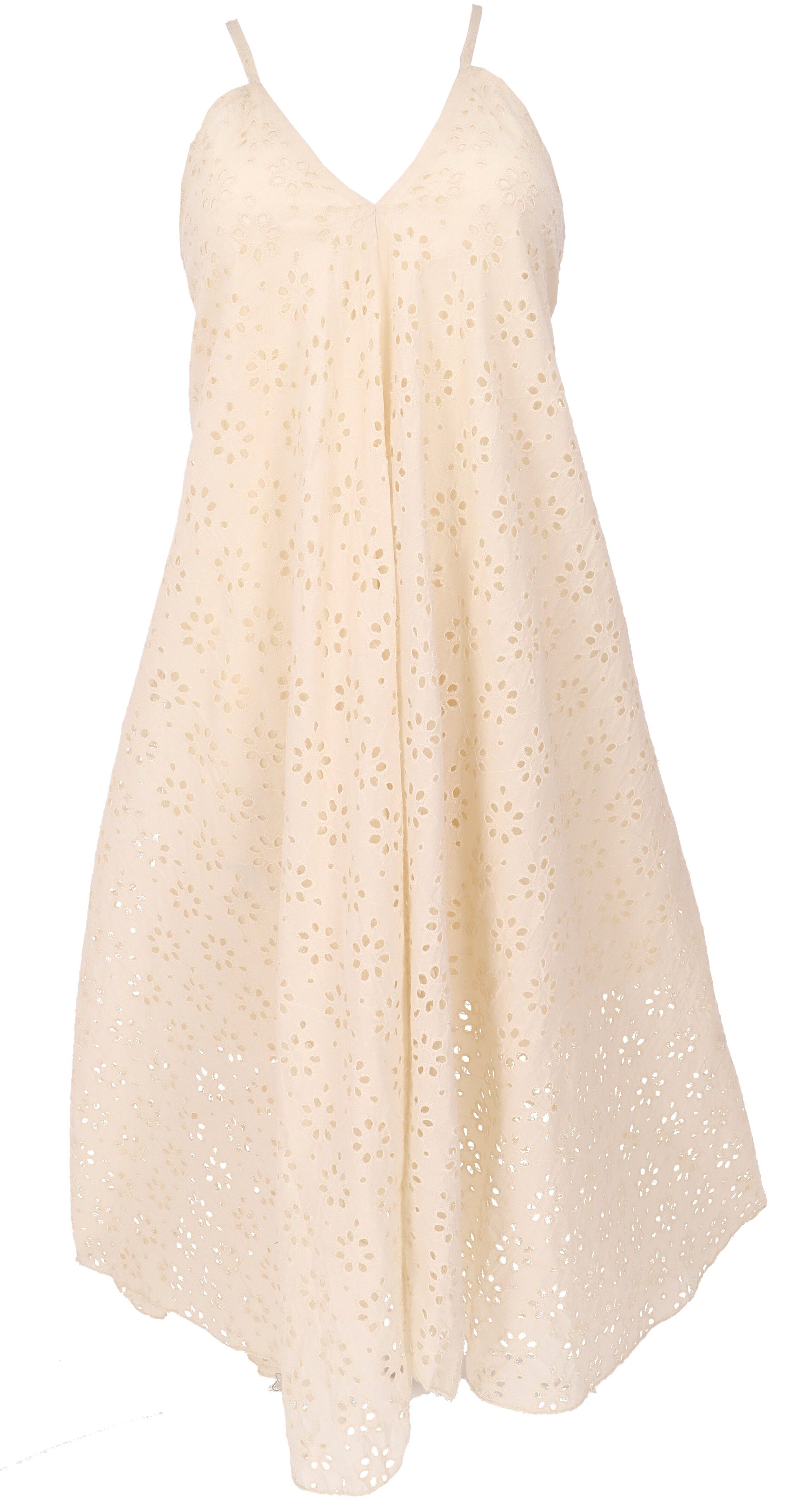 Guru-Shop Midikleid Durchbrochenes Sommerkleid Boho chic,.. alternative Bekleidung
