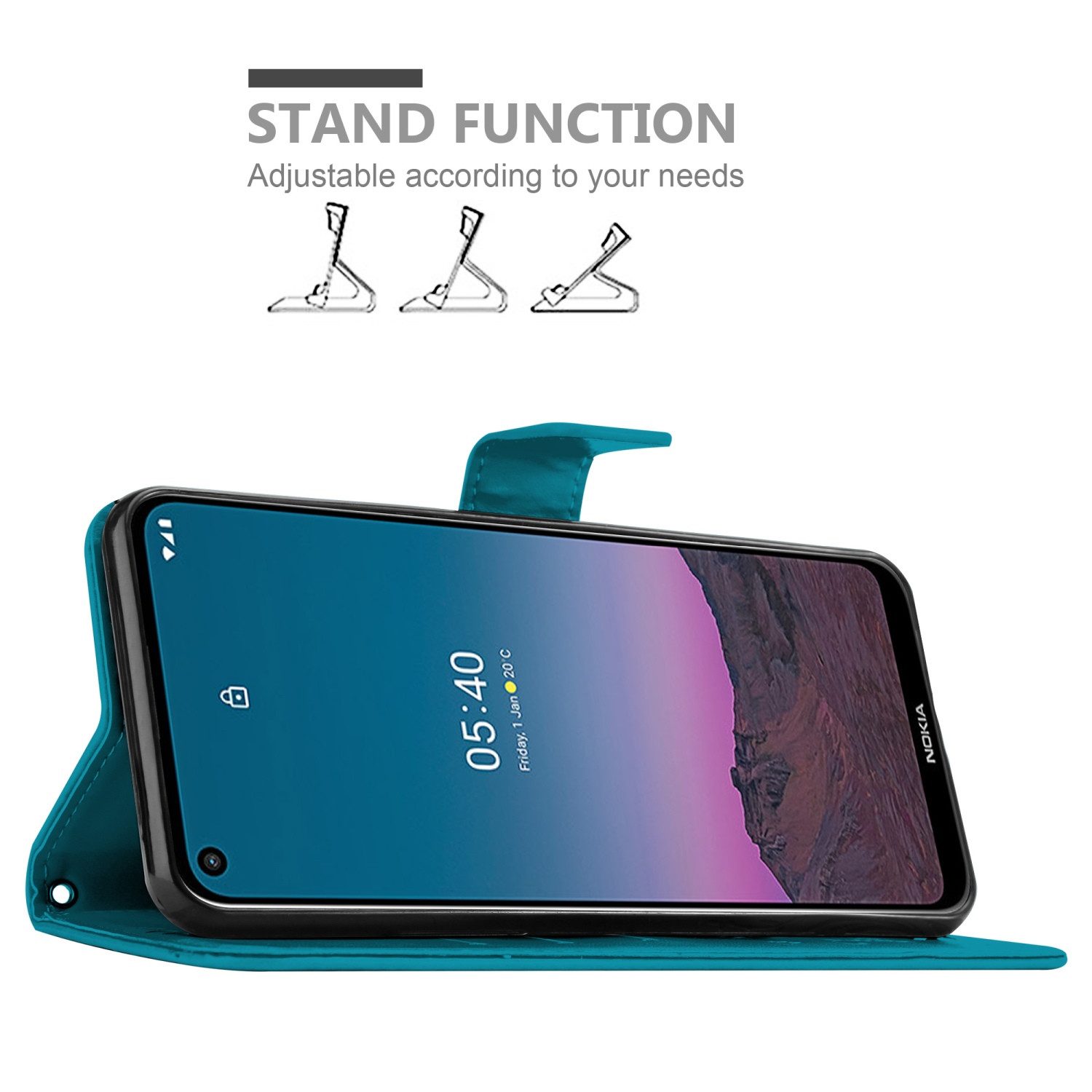 Cadorabo Handyhülle für Nokia 5.4 Hülle Nokia 5.4, Hülle Schutzhülle Blumen Flower mit Standfunktion Kartenfach Magnet