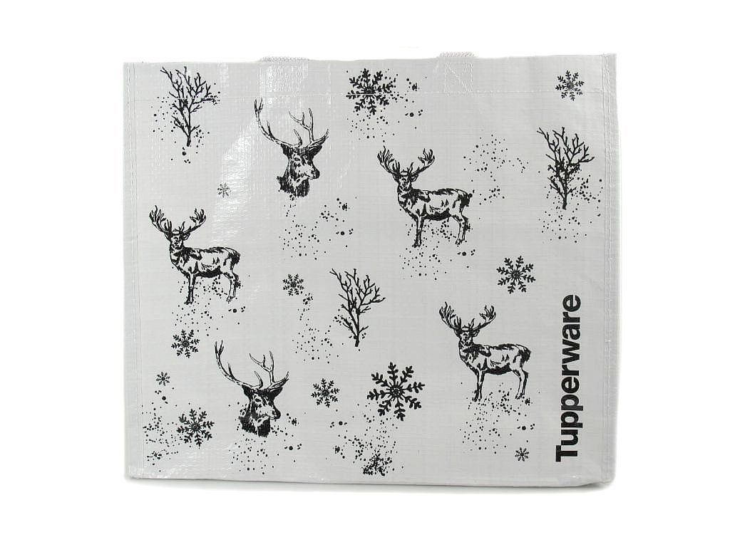 TUPPERWARE Lunchbox Hirsch Tasche Weihnachten gemustert schwarz weiß