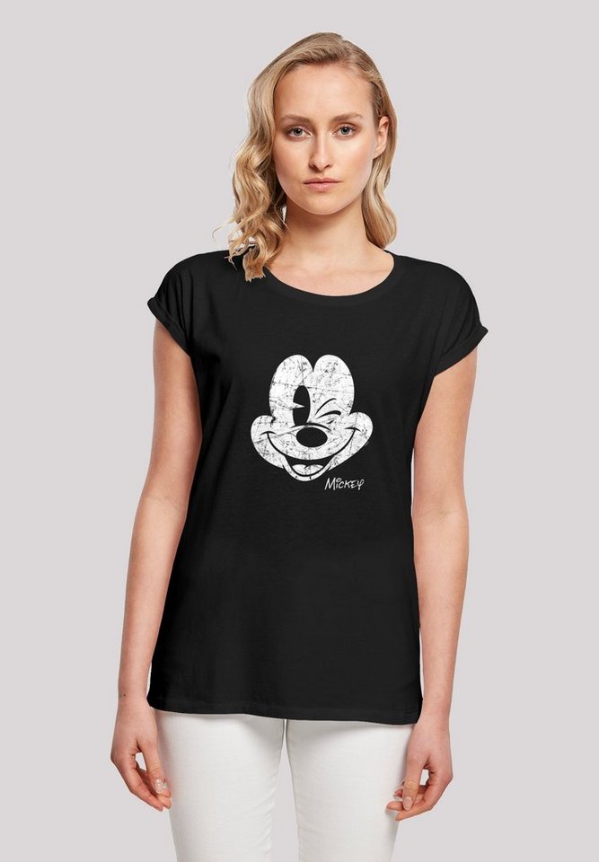 F4NT4STIC T-Shirt Disney Micky Maus Gesicht Damen,Premium Merch,Regular-Fit,Kurze  Ärmel,Bedruckt