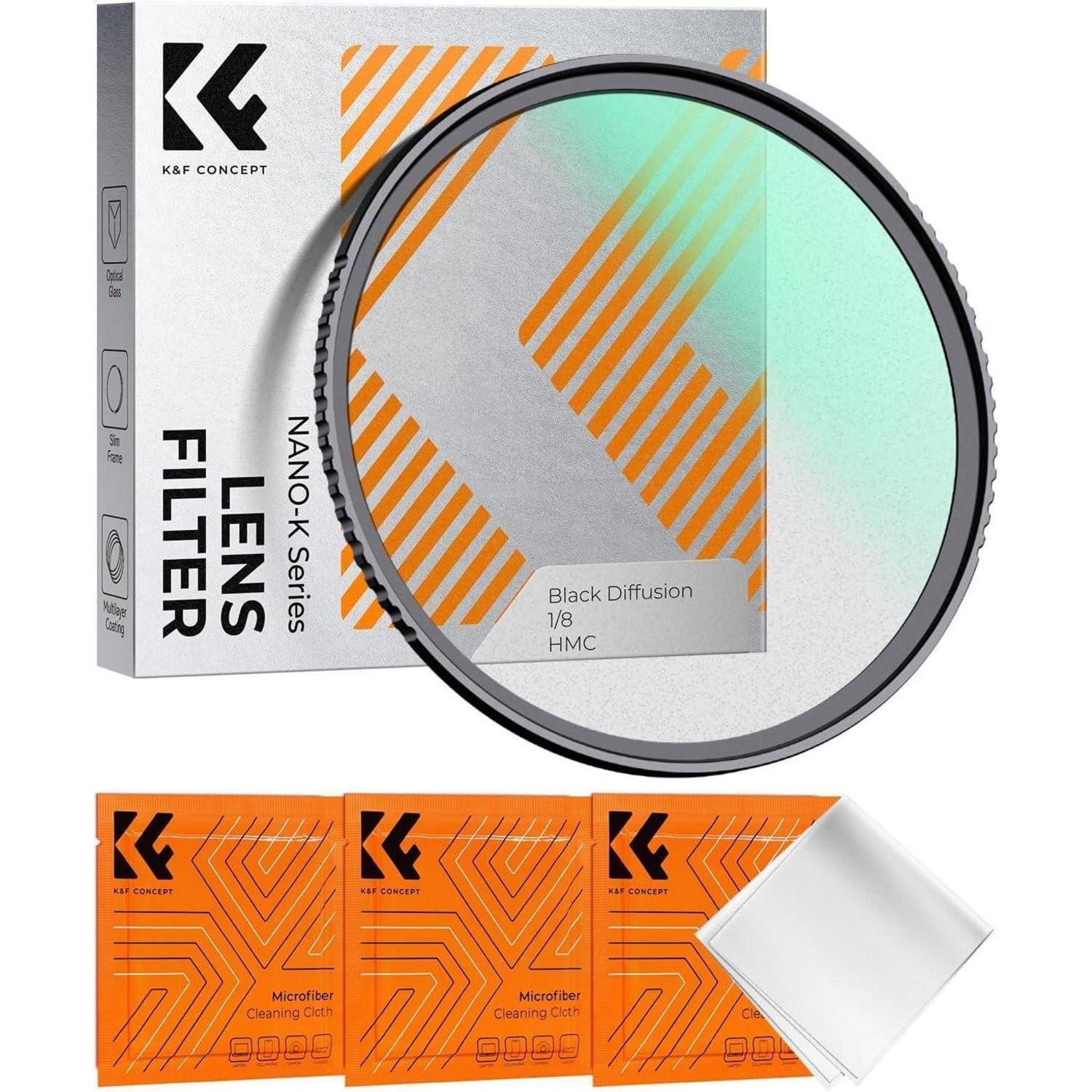 LuxusKollektion Nano-K Black-Mist 1/8 Filter 58mm - Optisches Glas, 18-Fach Weichzeichner