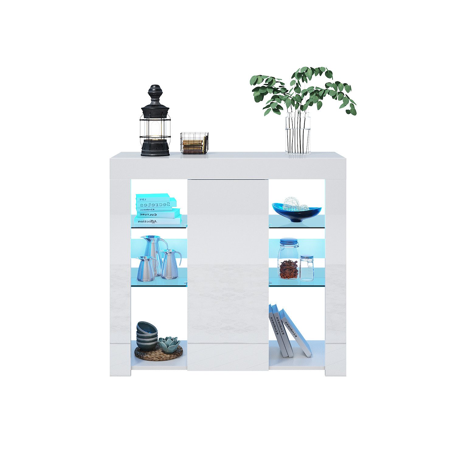 SONNI Sideboard Sideboard Küchenschrank mit LED Beleuchtung 90x35x83cm, Hoc günstig online kaufen