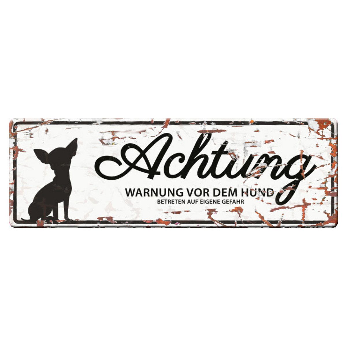 D&D Warnschild Warnschild Mini Chihuahua weiß