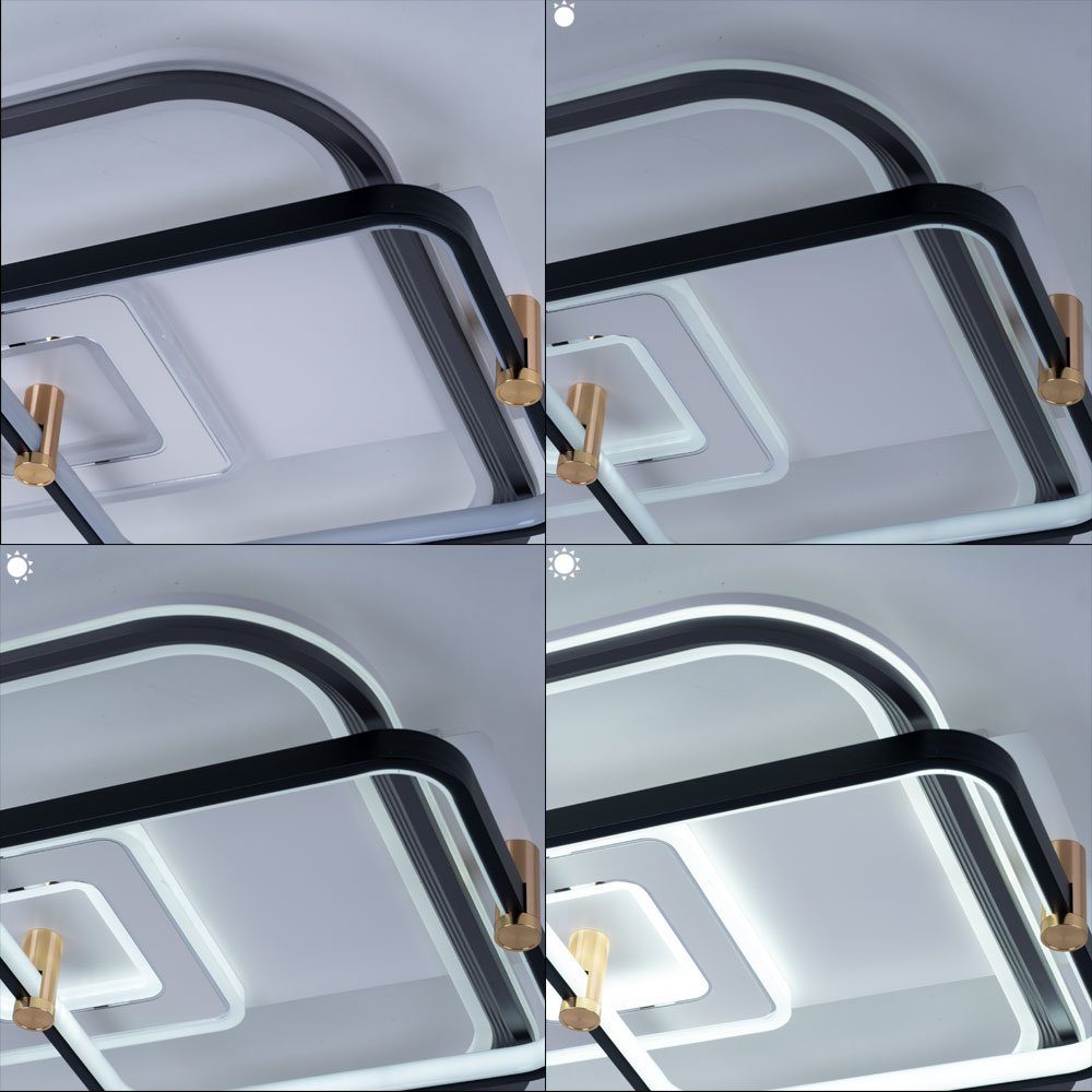 GLOBO LIGHTING LED Deckenleuchte, LED-Leuchtmittel fest verbaut, Kaltweiß, Warmweiß, Neutralweiß, Tageslichtweiß, LED Deckenleuchte Wohnzimmerleuchte Dimmbar Fernbedienung schwarz