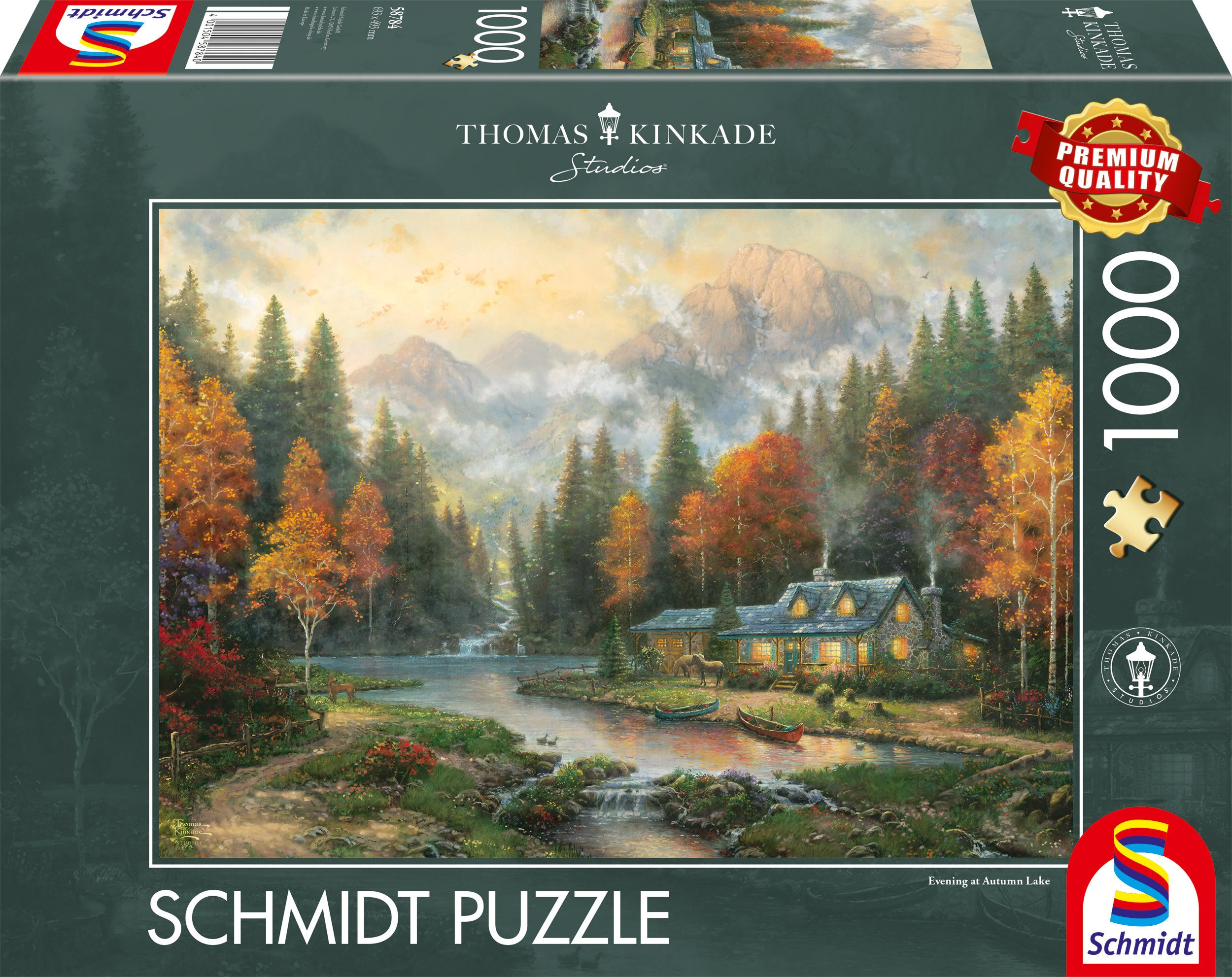 Schmidt Spiele Puzzle Thomas Kinkade Studios, Herbstabend am See, 1000 Puzzleteile, Made in Germany