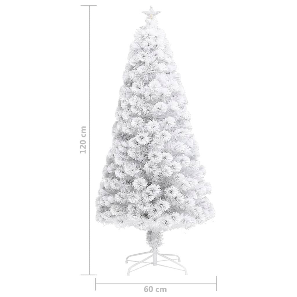 mit Glasfaser 120cm Weihnachtsbaum vidaXL Künstlicher Beleuchtung Weihnachtsbaum Künstlicher Weiß