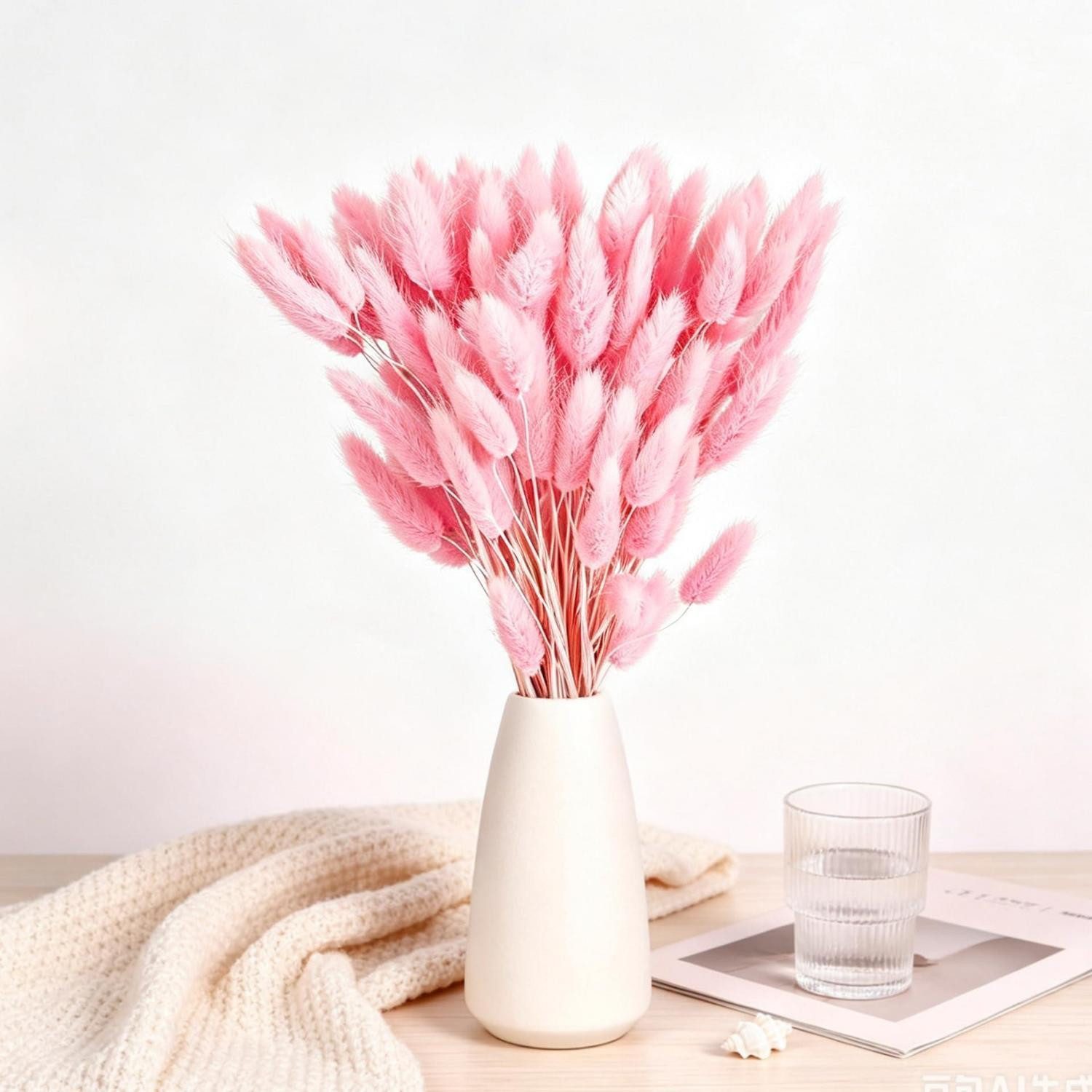 Trockenblume Pampasgras Deko Rosa 120Stk., LuxusKollektion, Höhe 5 cm