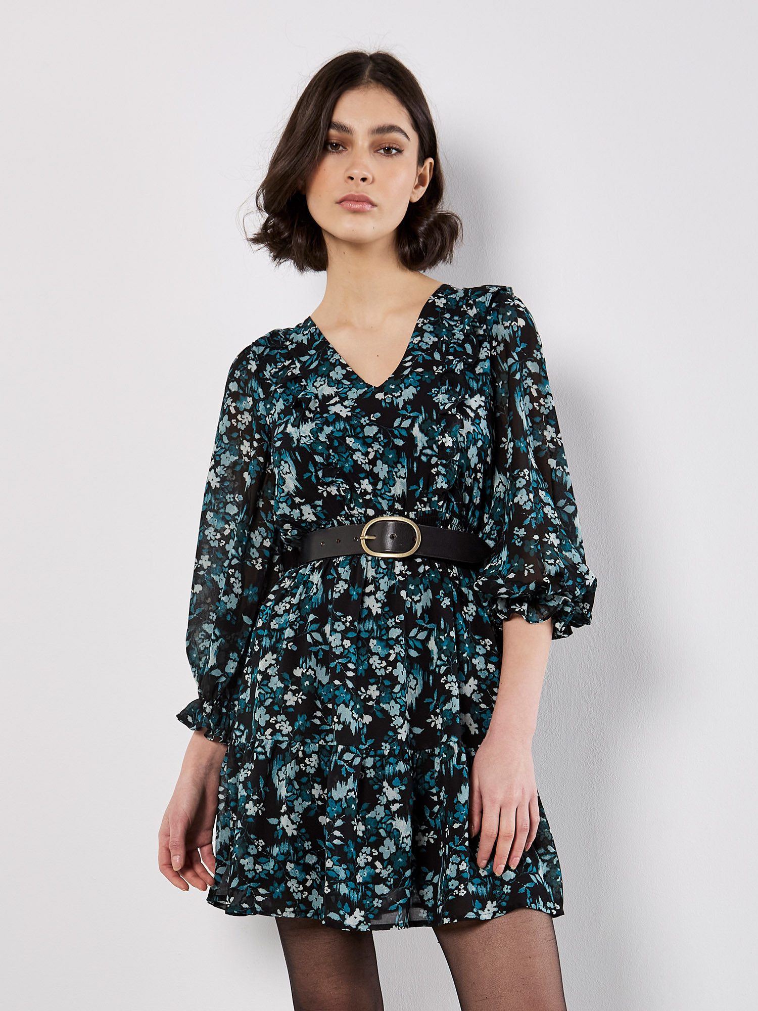 Apricot Druckkleid Ditsy Floral Ikat Dress, günstig online kaufen
