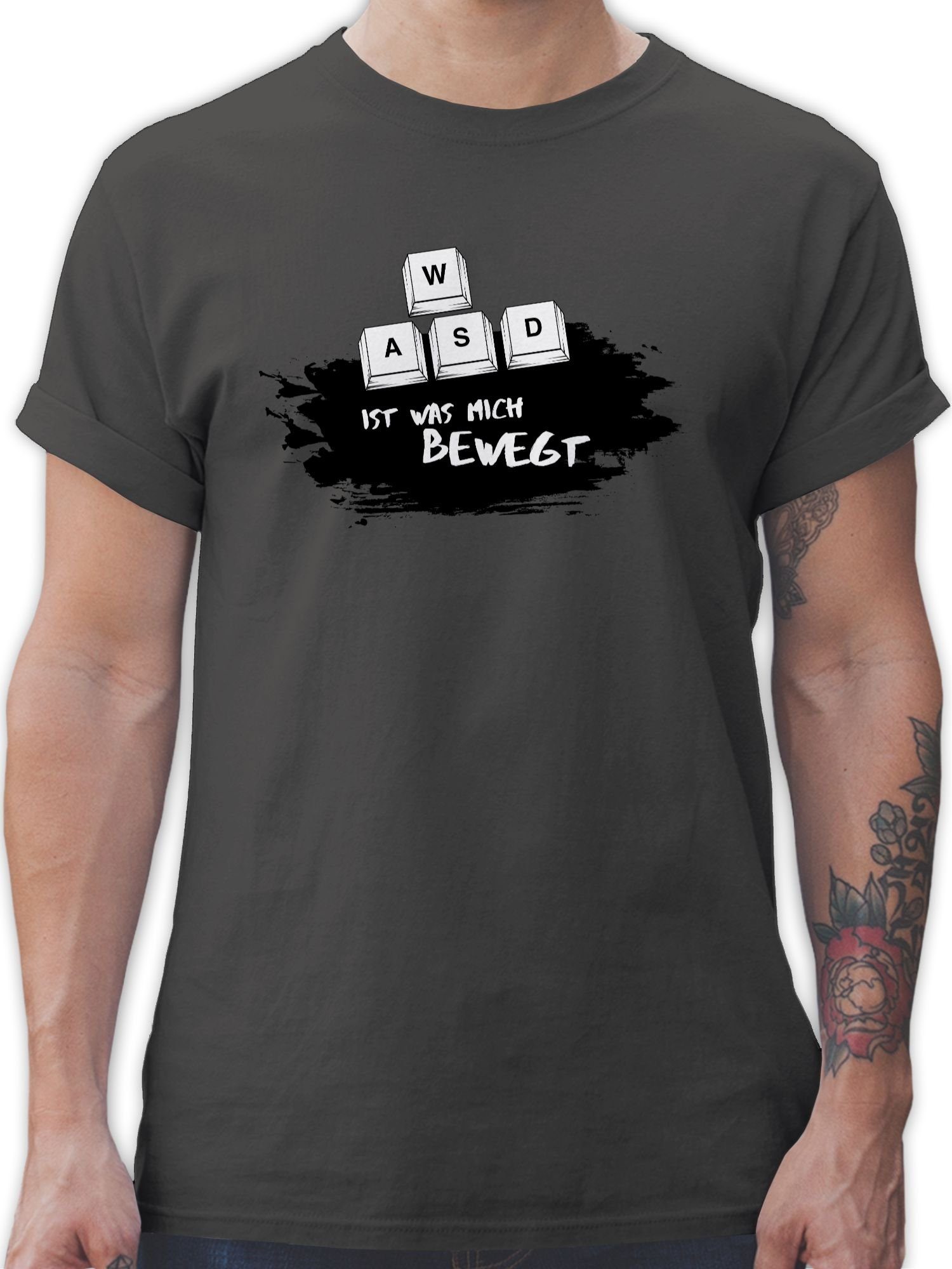 Shirtracer T-Shirt WASD ist was mich bewegt Nerd Geschenke 1 Dunkelgrau | T-Shirts