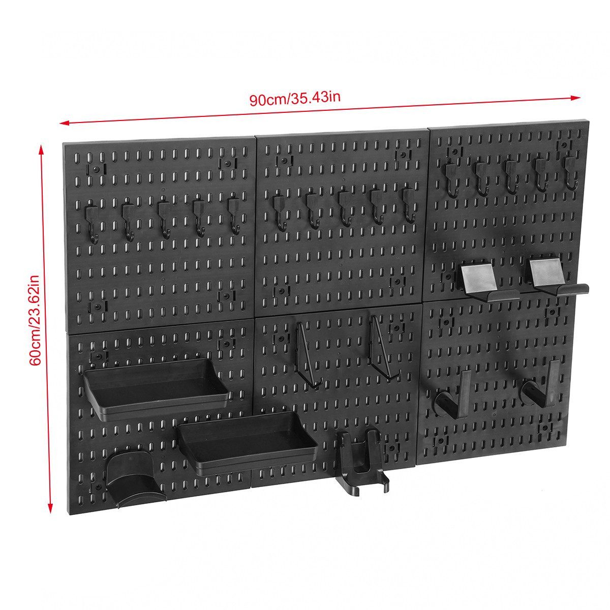 MUSTOOL Werkzeughalter Werkzeuglochwand, Lochwand Organizer Set PP 90×60 cm, Modular, mit Haken & Ablagen, für Gaming & Büro & Werkzeug