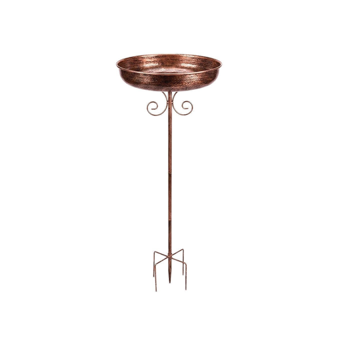 R2 Invest Vogeltränke Metall Garten 79 cm groß Vogelbad Stehend Dekoration mit Erdspieß