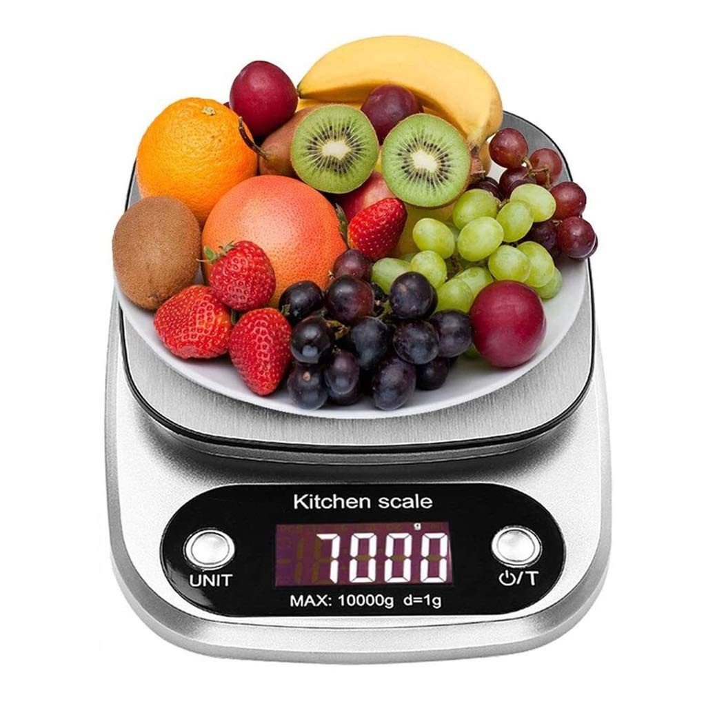 LIANNA Küchenwaage Tara-Funktion mit Großem LCD-Display für Backen & Kochen, (Set, 1-tlg., Lebensmittel Küchenwaage digital Edelstahl mit hoher Genauigkeit), Digitale Küchenwaage 10KG aus Edelstahl präzise & professionell