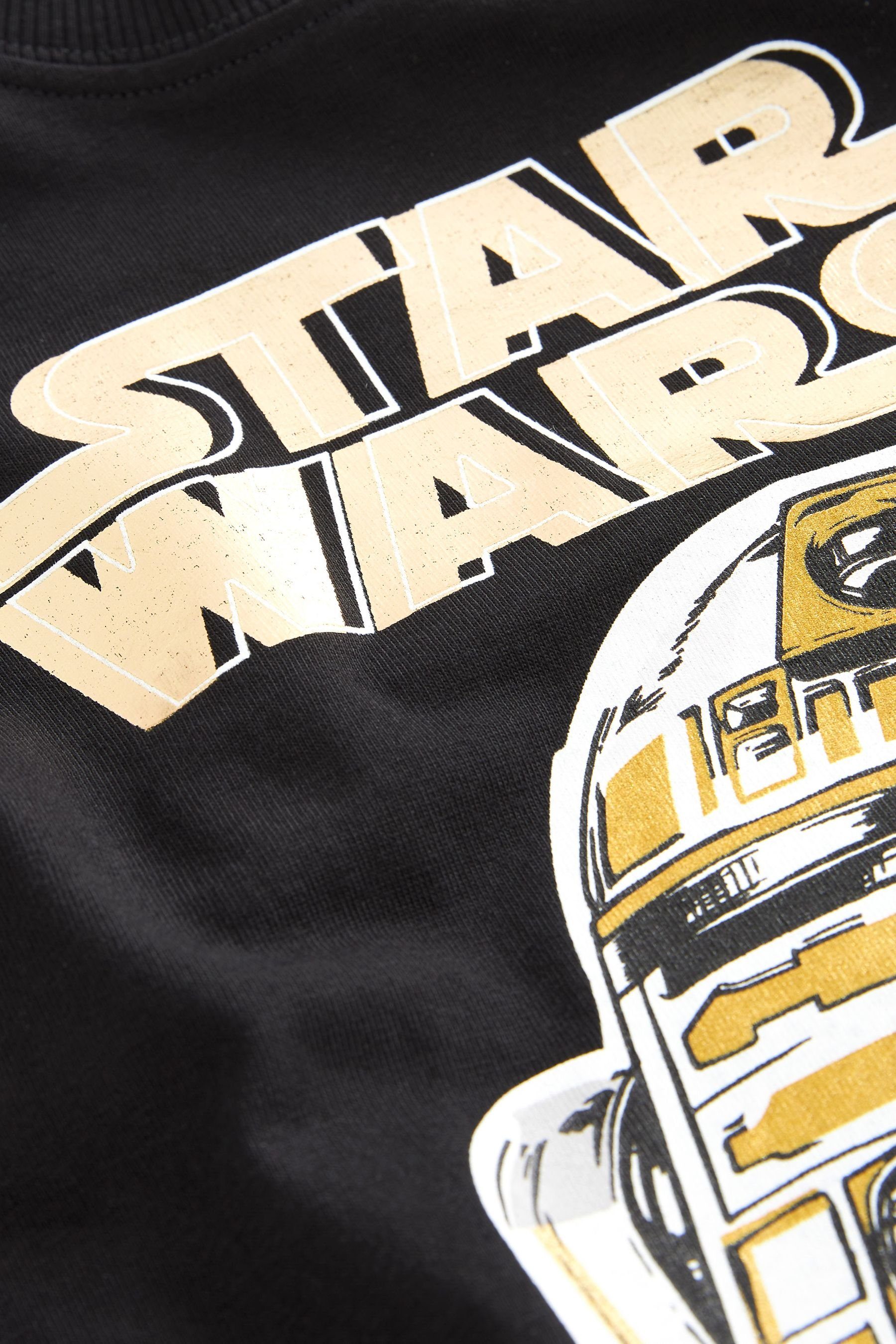T-Shirt (1-tlg) T-Shirt Kurzärmeliges Star Wars Black R2D2 Next