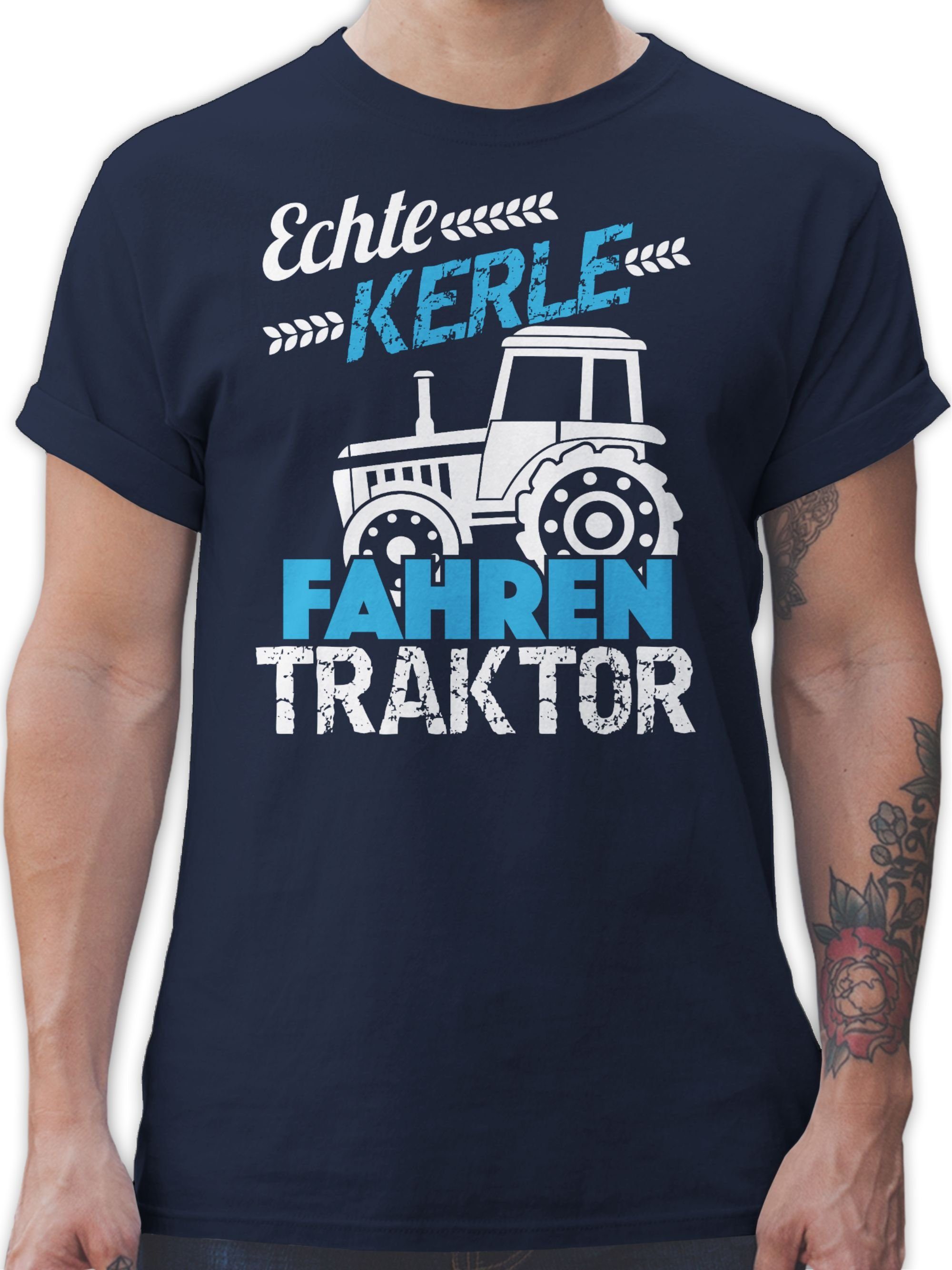 Shirtracer T-Shirt Echte Kerle 02 Navy Blau Traktor fahren Traktor