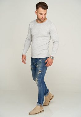 behype Langarmshirt MKBASE90 mit dezentem Muster