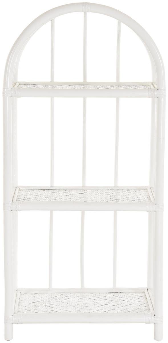 Krines Home Badregal Badregal mit DREI Ablagen, Rundbogen Regal/Standregal aus Natur Rattan, Küchenregal, Schöne Geflechtmatte auf den Ablagen