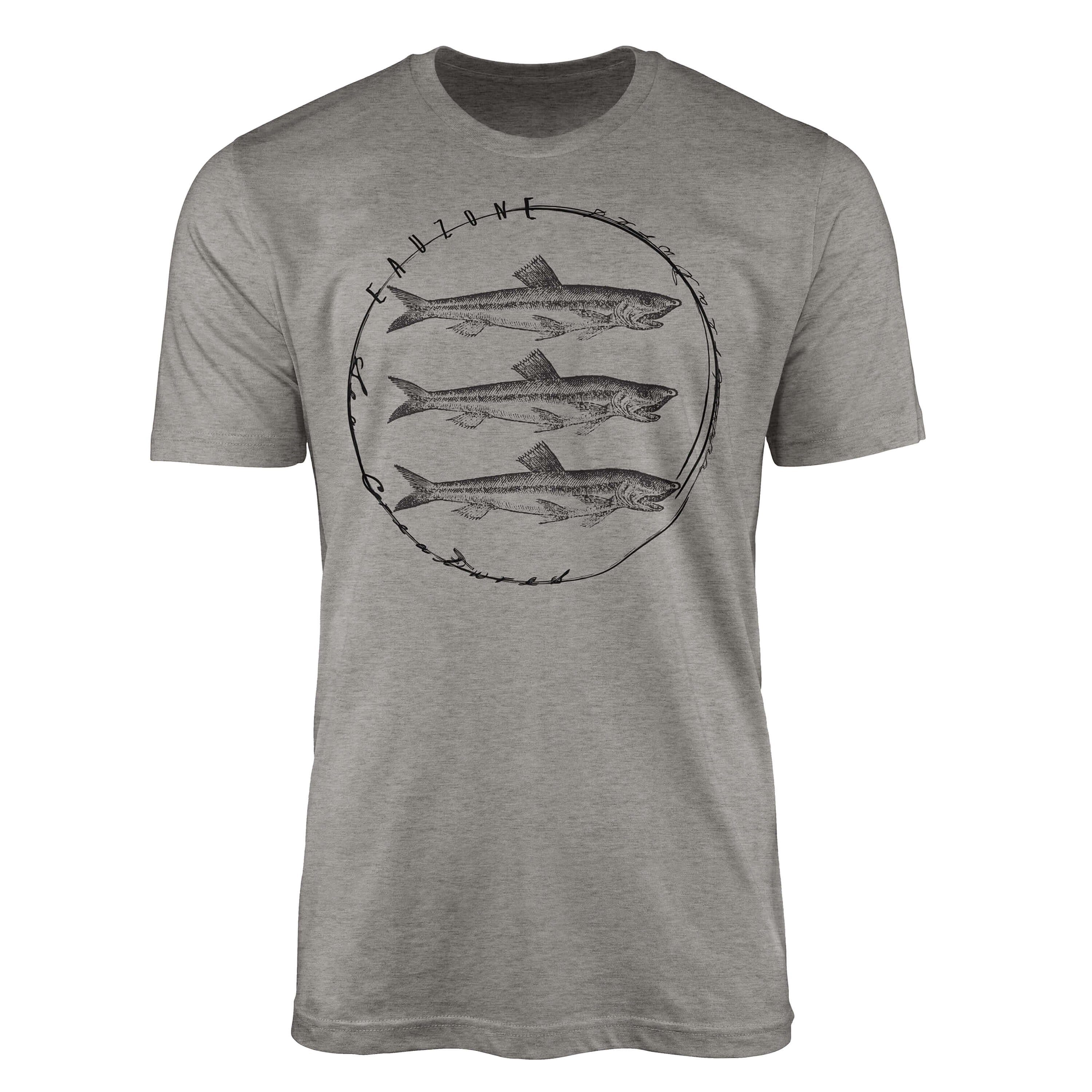 Sinus Art T-Shirt T-Shirt Tiefsee Fische - Serie: Sea Creatures, feine Struktur und sportlicher Schnitt / Sea 091 Ash