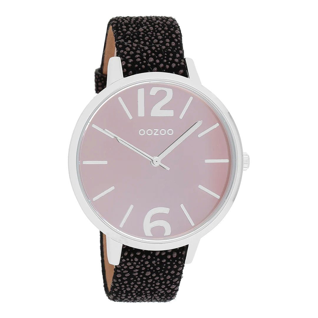 OOZOO Quarzuhr Damenuhr C9154 – Gehäuse, 42 mm, Schwarzes/rotes Lederarmban günstig online kaufen