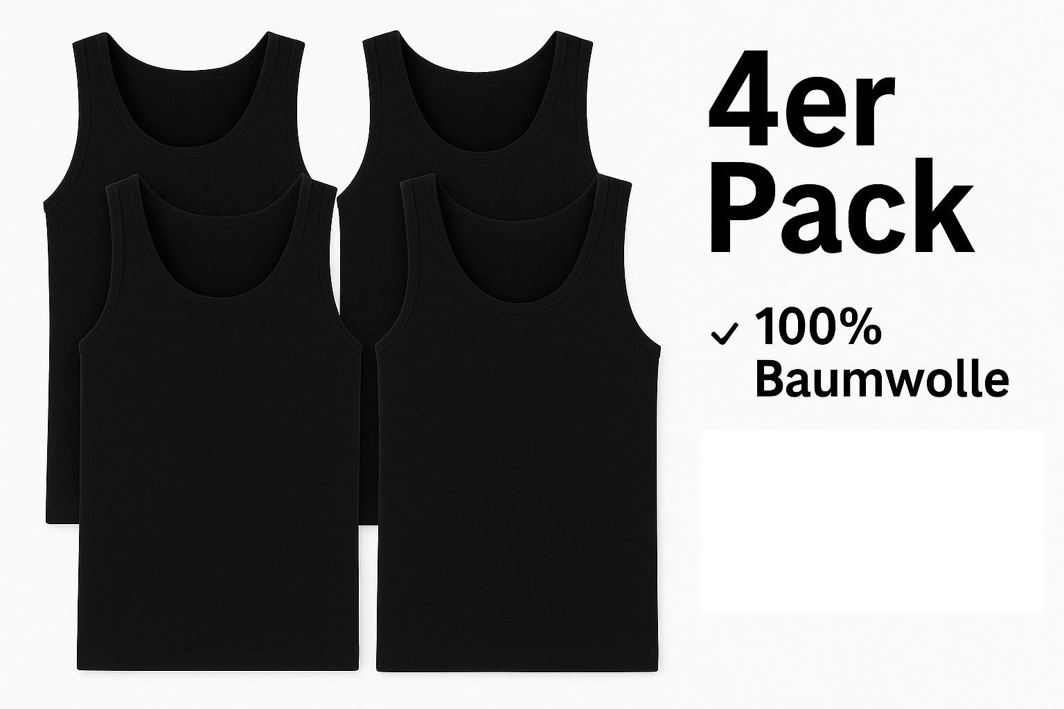 DDOnlineShop Unterhemd Herren 4er Pack Feinripp Weiß Tanktop Achselhemd 100% Baumwolle (Spar-Set, 4-St., 4er-Pack) Premium Feinripp-Qualität, reine Baumwolle – Bild 5 von 5